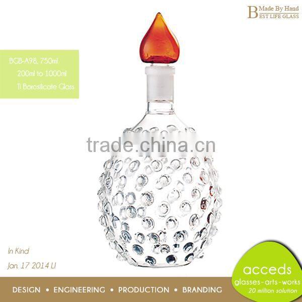 Beautiful Novelty HandBlown Borosilicate Glass Liquor Bottle