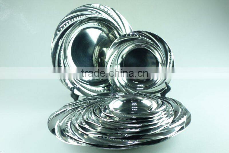round plate stainless steel soup plate with multi size