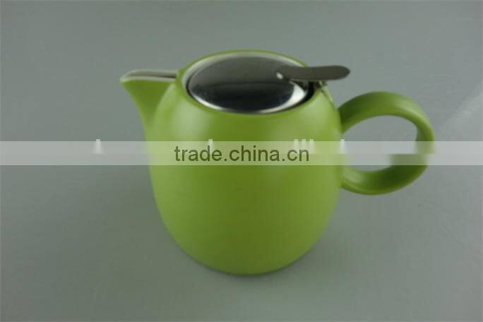 stock ceramic round water bottle,glazed stainless steel lid water pot,teapot