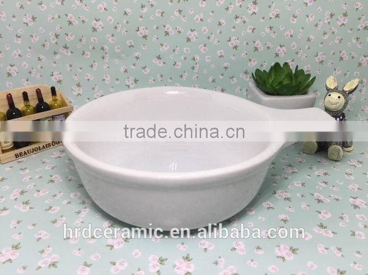 High Quality Stocked White ceramic sauce boat with handle