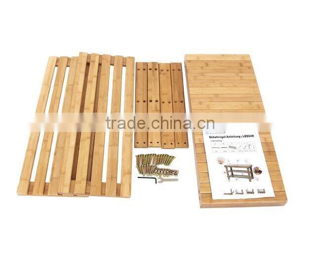 2 Tier Natural Bamboo Shoe Rack Bench Storage Organiser Holder 70 x 28 x 45cm