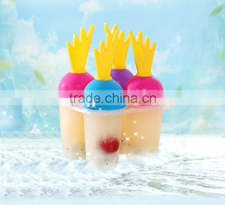SSet of 4 pcs Ice cream mold plastic ice lolly mould ice tray maker