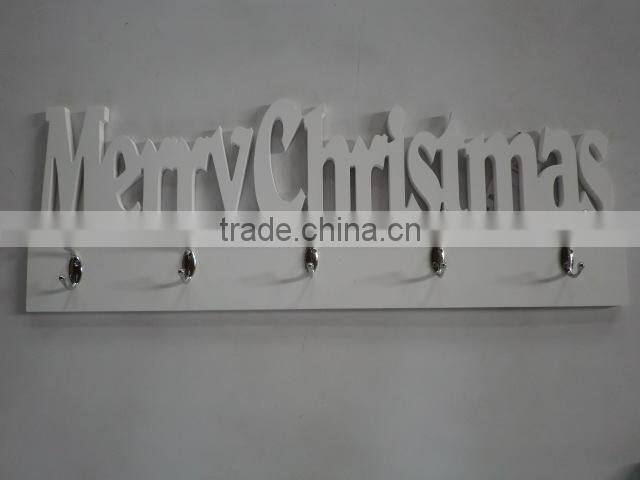 Wall Mounted MDF Wooden Decorative Floating Wall Shelf With Metal Hooks