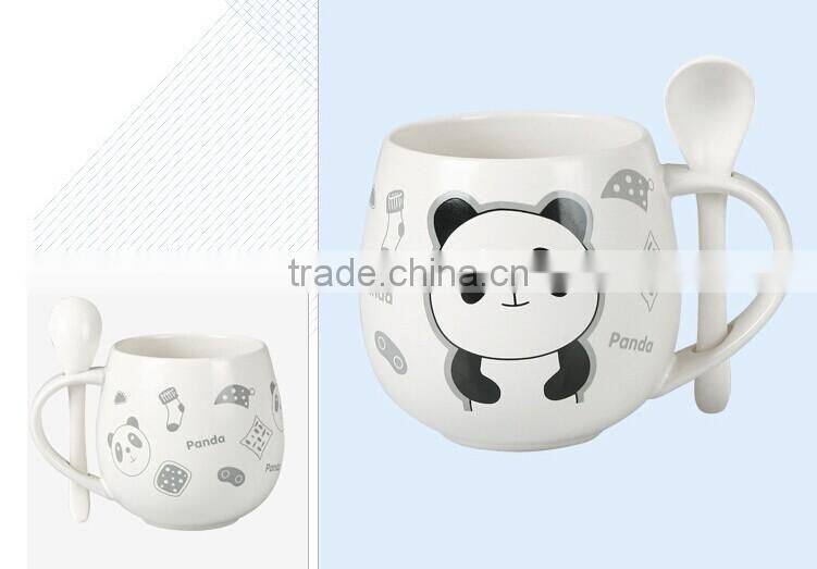 350ml ceramic coffee mug with spoon milk mug