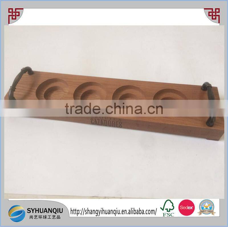 high quality custom oak carved wooden wine holder with handles