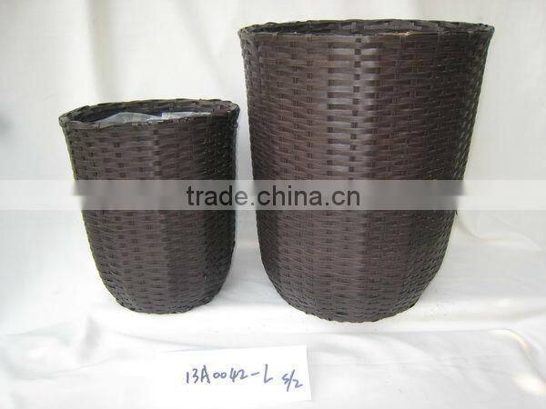round dark brown woven basket