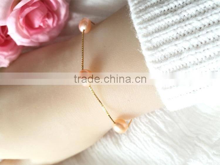 8-9mm pink rice shape freshwater pearl bracelet