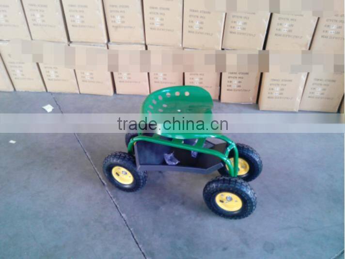 Metal seat garden work seat cart with four wheels TC1852