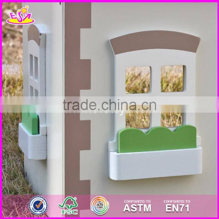 2017 New design children solid wood victorian dolls house W06A236