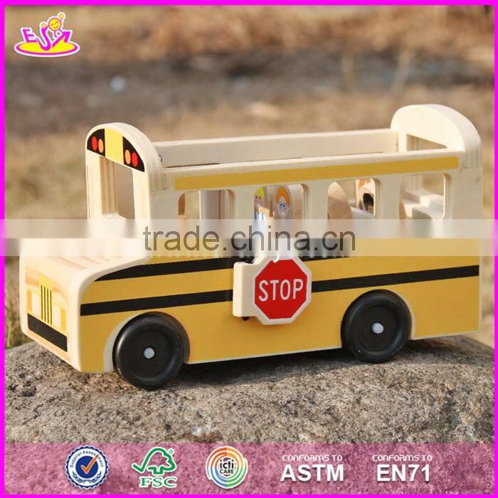 2017 New design toddlers go sightseeing wooden bus toys W04A340