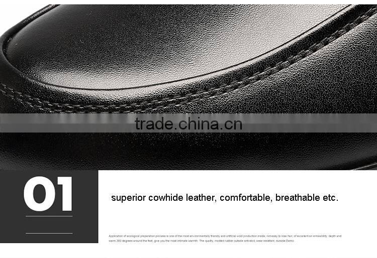Black Cowhide Leather Officer Business Men Shoes