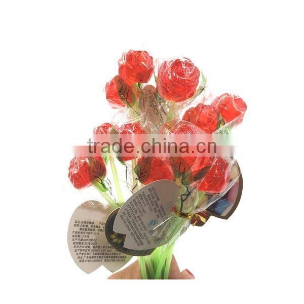 Valentine's Day Rose Flower Lollipop Candy Hard Rose Shaped Candy