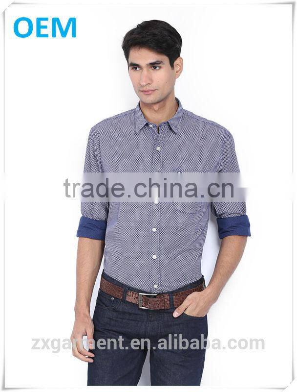 2017 NEW indian fashion long sleeve blue stripes french cuff button-down collar casual man shirt