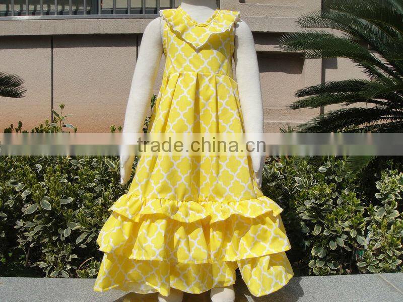 summer rainbow chevron zigzag long maxi ruffle dress made in China