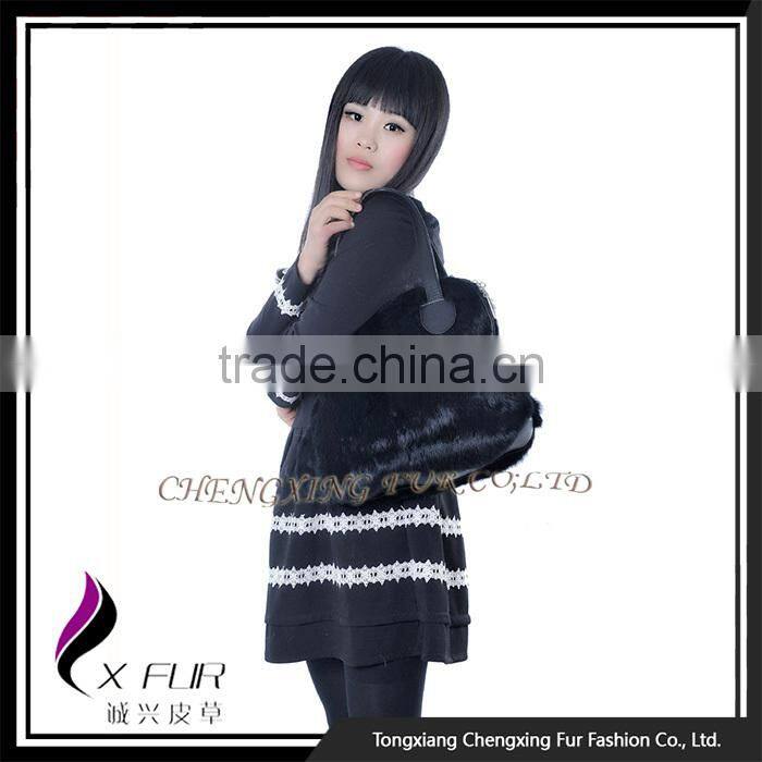 CX-H-16 Wholesale Good Quality Fashion Handbag Rabbit Fur Ladies Bag In China