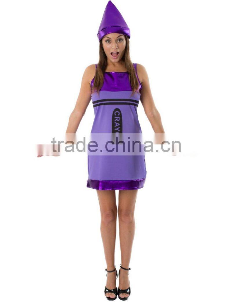 Women's Purple Crayon Fancy Dress Costume