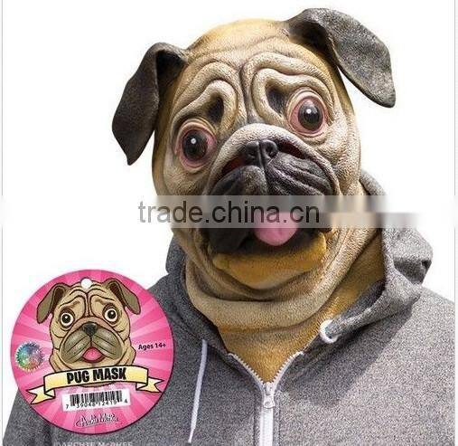 2015 newest popular high quality latex animal mask latex Pug Dog mask and Halloween party mask