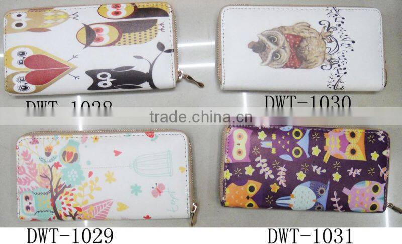 Fashion high quality PU stylish print owl wallet