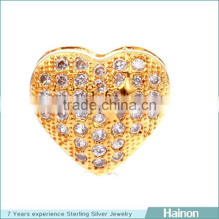 cheaper heart beads paved clear zircon factory