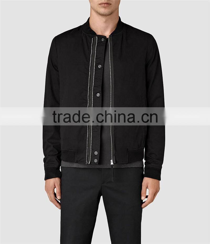 MGOO High Quality Custom Black Fashion Bomber Jackets Brand Designs Tops Mens Zip Up Long Sleeves Jacket