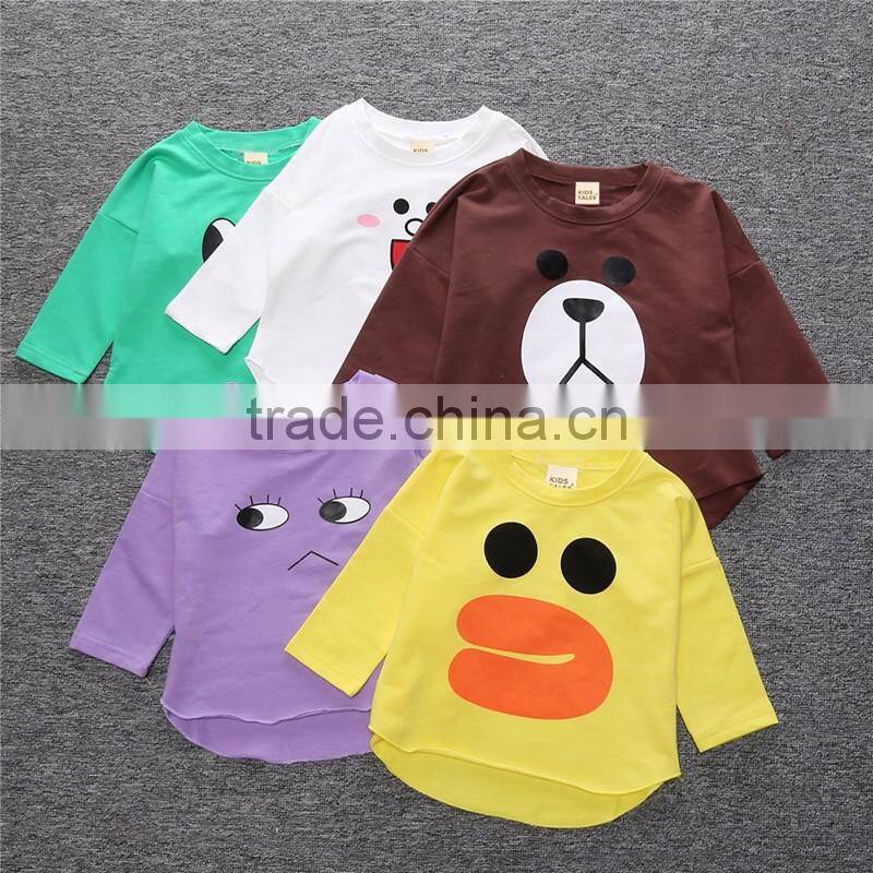 Wholesale Children's Clothing with Long Sleeves Colorful Cartoon Patten Children Design Cotton T-shirts