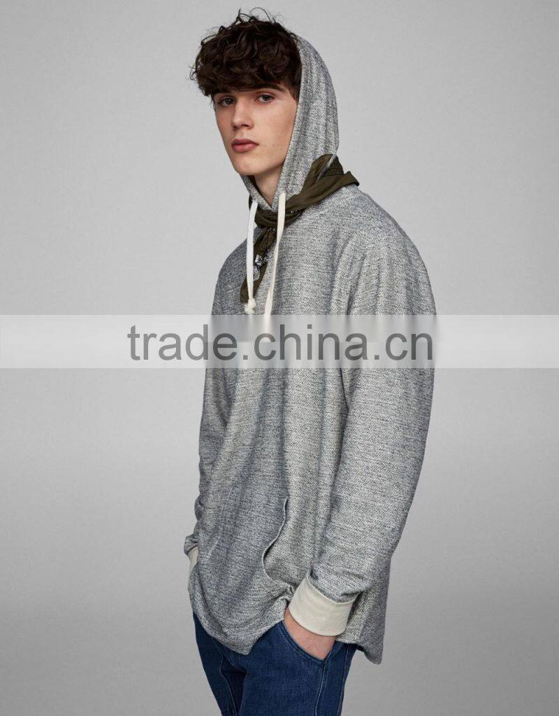 2017 Hot sell gym fitted blank sport pullover grey printed french terry 100% cotton custom hoodies pullover men