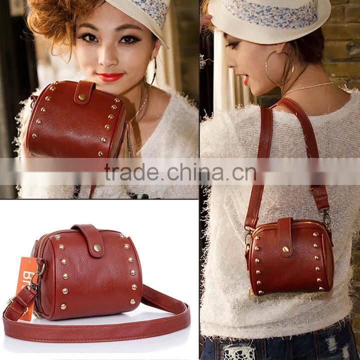 Artificial Leather Rivet Bag Mobile Phone Camera Bag Ladies Messenger Bag SV000197#