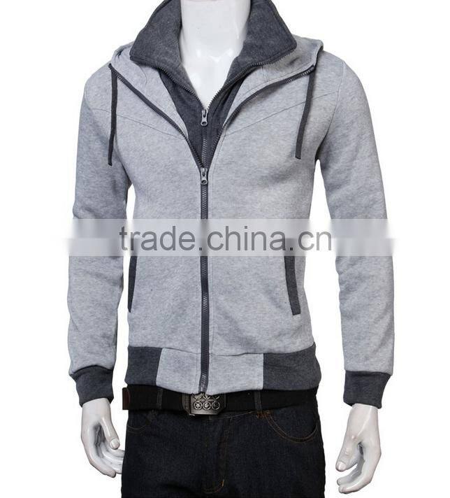 Wholesale zipper up Men Plain hoodies