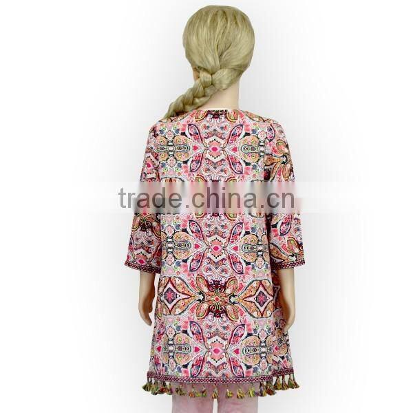 2016 Bohemian Tassel Style Kids Coat Teen Girls Fashion Overall For Winter Or Autumn