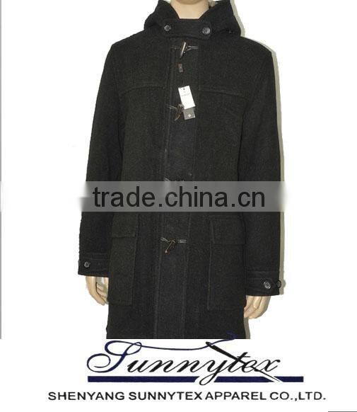 Long Mens Winter Poncho Inner Checked Side Wool Overcoat