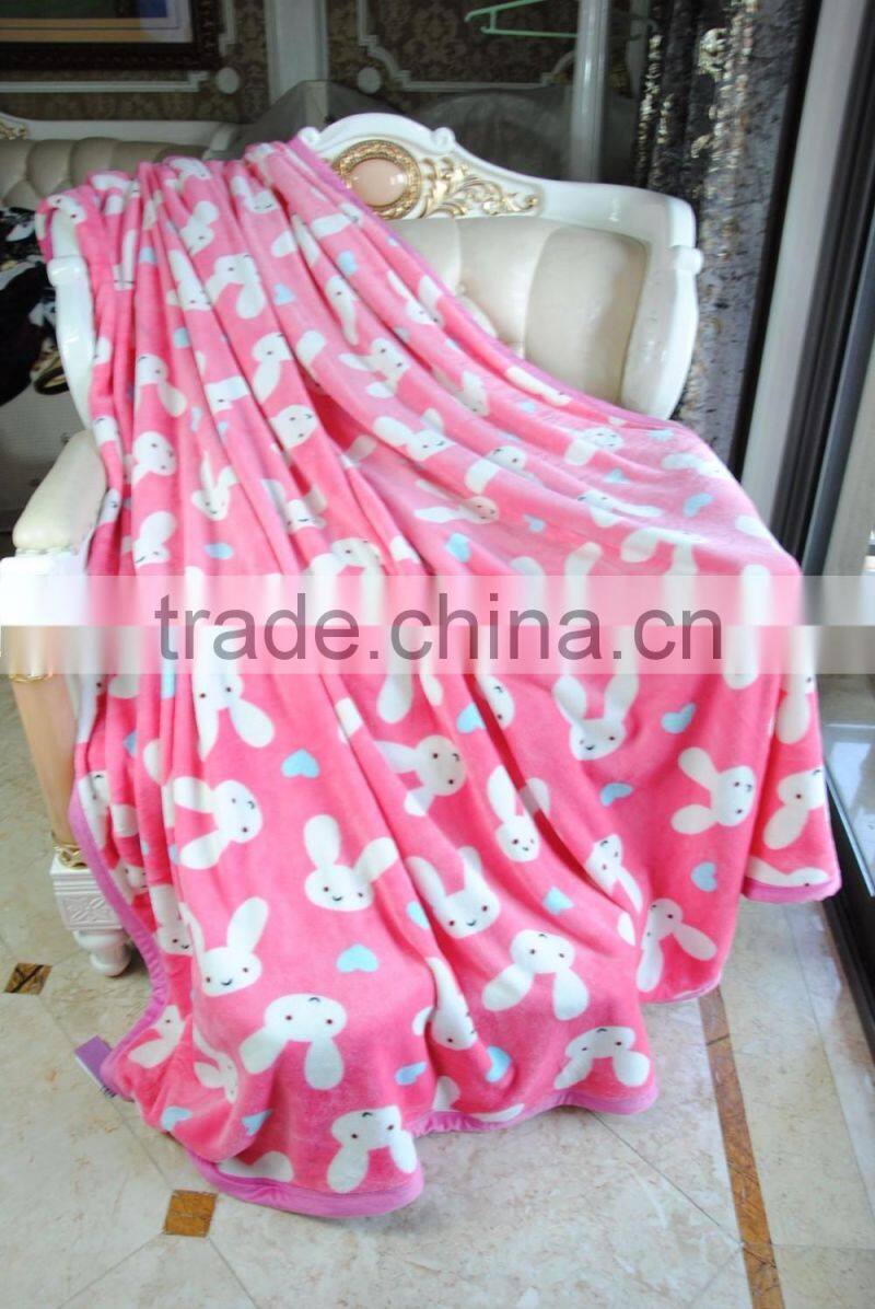 Cute rabbit printed pillow blanket