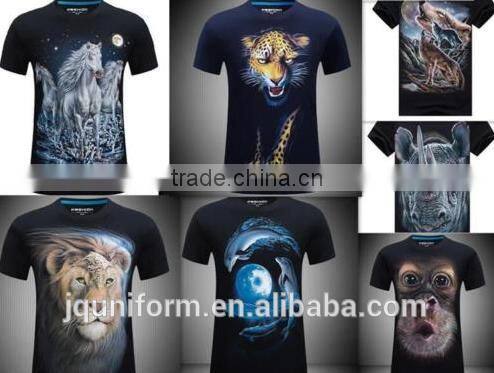 2016 new design 100% cotton animal men t-shirt printing
