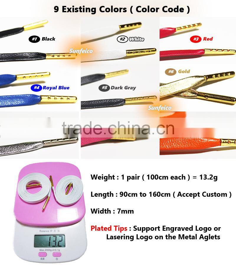 Metal Aglets Leather Sheepskin Shoelaces for Mens Fashion Plimsolls - Premium Reinforced Genuine Sheepskin Leather Laces