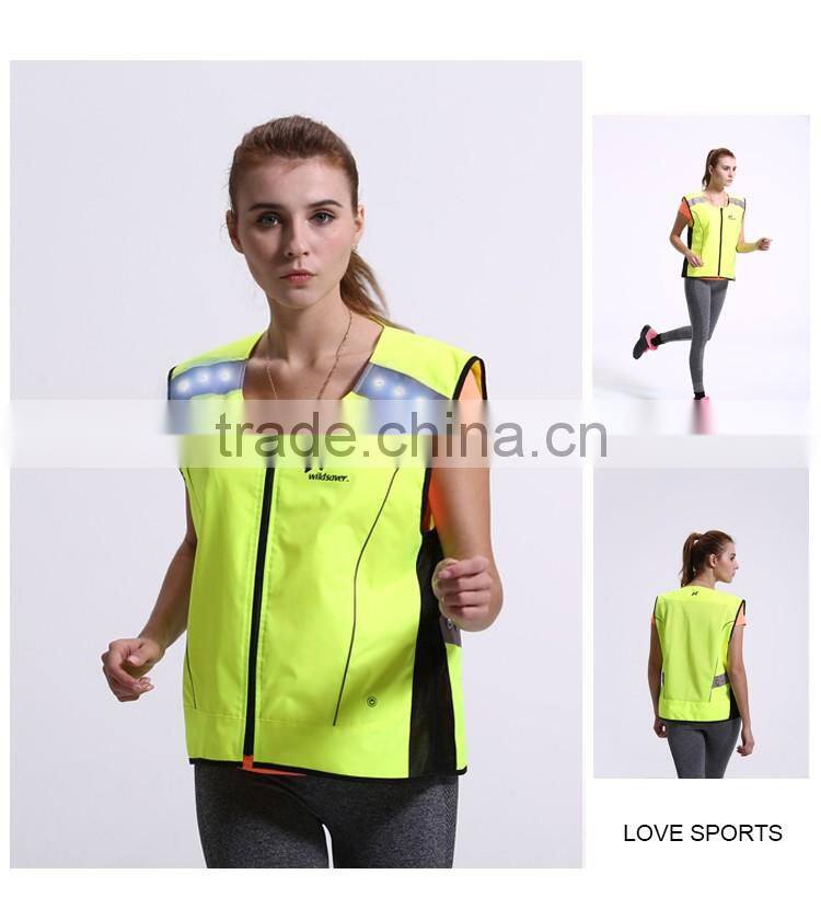 Hi vis reflective night safety led cycling training vest