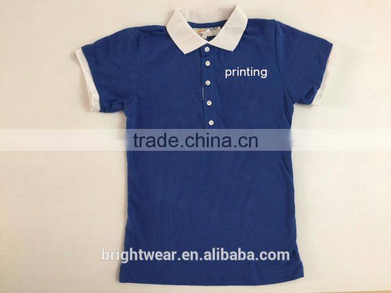 100% cotton pique fabric unifom polo shirt with contrast color for girls