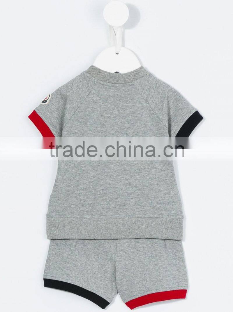 2017 new design custom summer kids color block tracksuit clothes set kids active wear baby clothes set