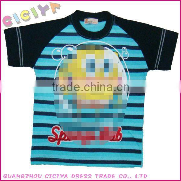 2014 boys t-shirt with raglan sleeves pongebob designed boys t-shirt