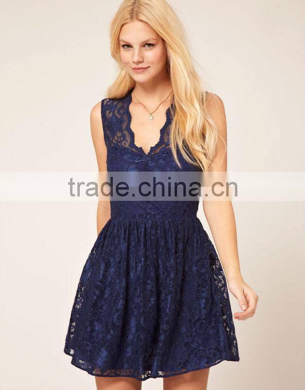 Sleeveless Skater Dress In Lace