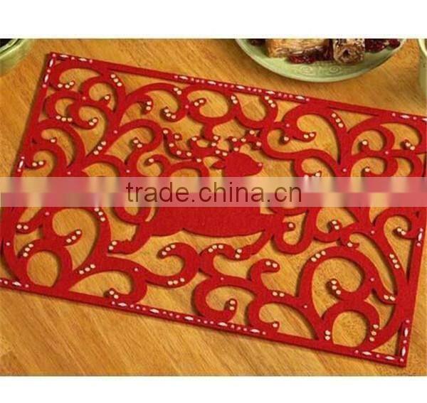 Red Deer Reindeer Felt Fabric Christmas Placemat