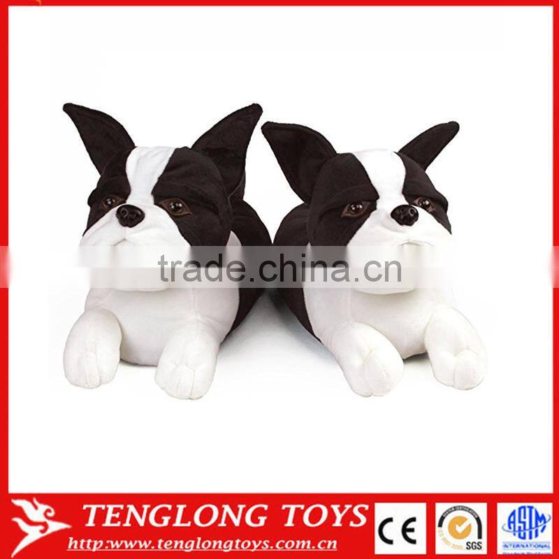Stuffed animal indoor slippers boston terrier slippers