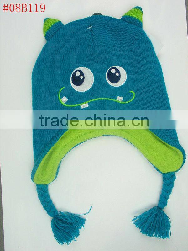 carton knitted cap with braid earflap