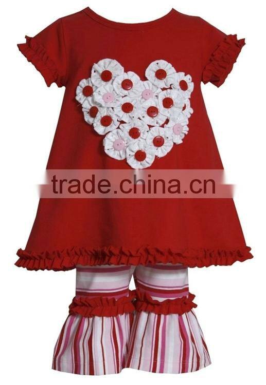 Red valentines boutique outfits,western baby girls valentines day outfit sets M5042501
