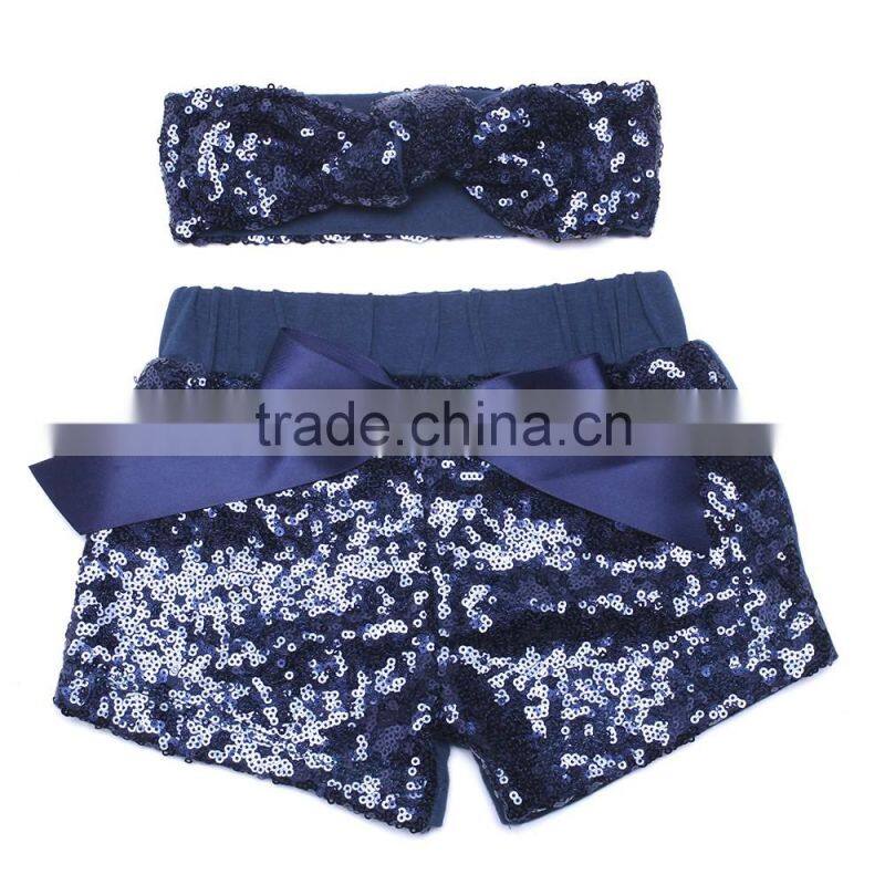 Girls Sequin Shorts SET Girls Birthday Shorts Baby Shorts and Headband