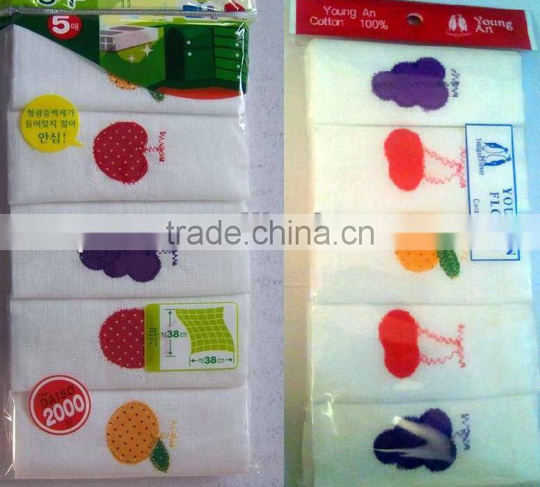 100% Cotton Gauze Towel Cheese Cloth and Kitchen Cloth 38CM X 38CM One Bag with 5pcs In Stock