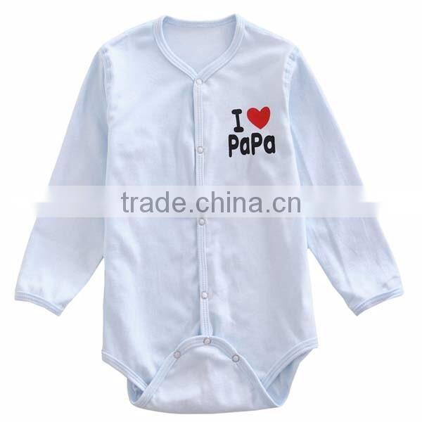 sweet heart pattern solid color 100% cotton baby romper with long sleeve
