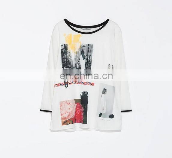 Spring Summer European Fashion Sexy 3/4 Sleeve Chiffon Women Blouse