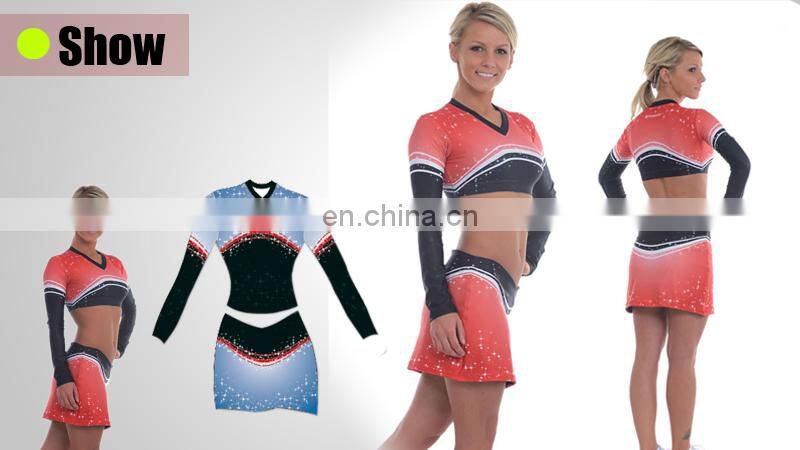 Female new design spandex long sleeve cheerleader dress