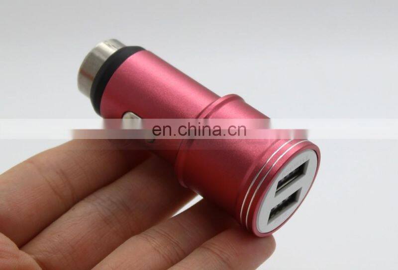 Dual USB Port Alloy Skin 5V 3A Auto Lighter Power Source Mobile Travel Charger