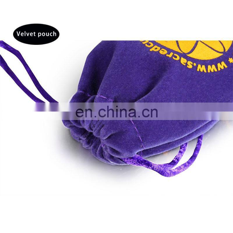 Hot custom purple velvet bags with drawstring for jewelry supplier