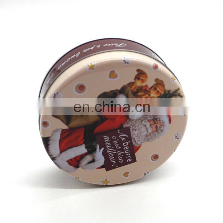 Direct factory christmas round gift tin box wholesale